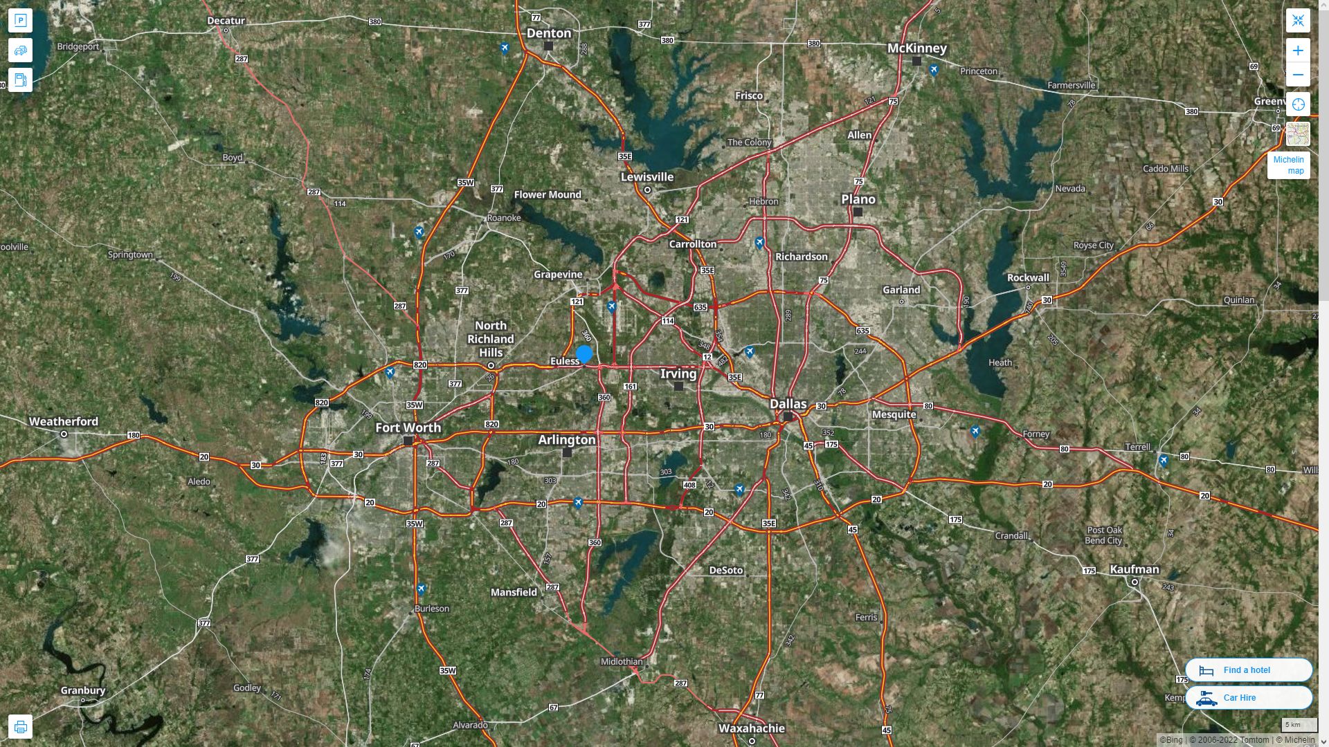 Euless Texas Highway and Road Map with Satellite View